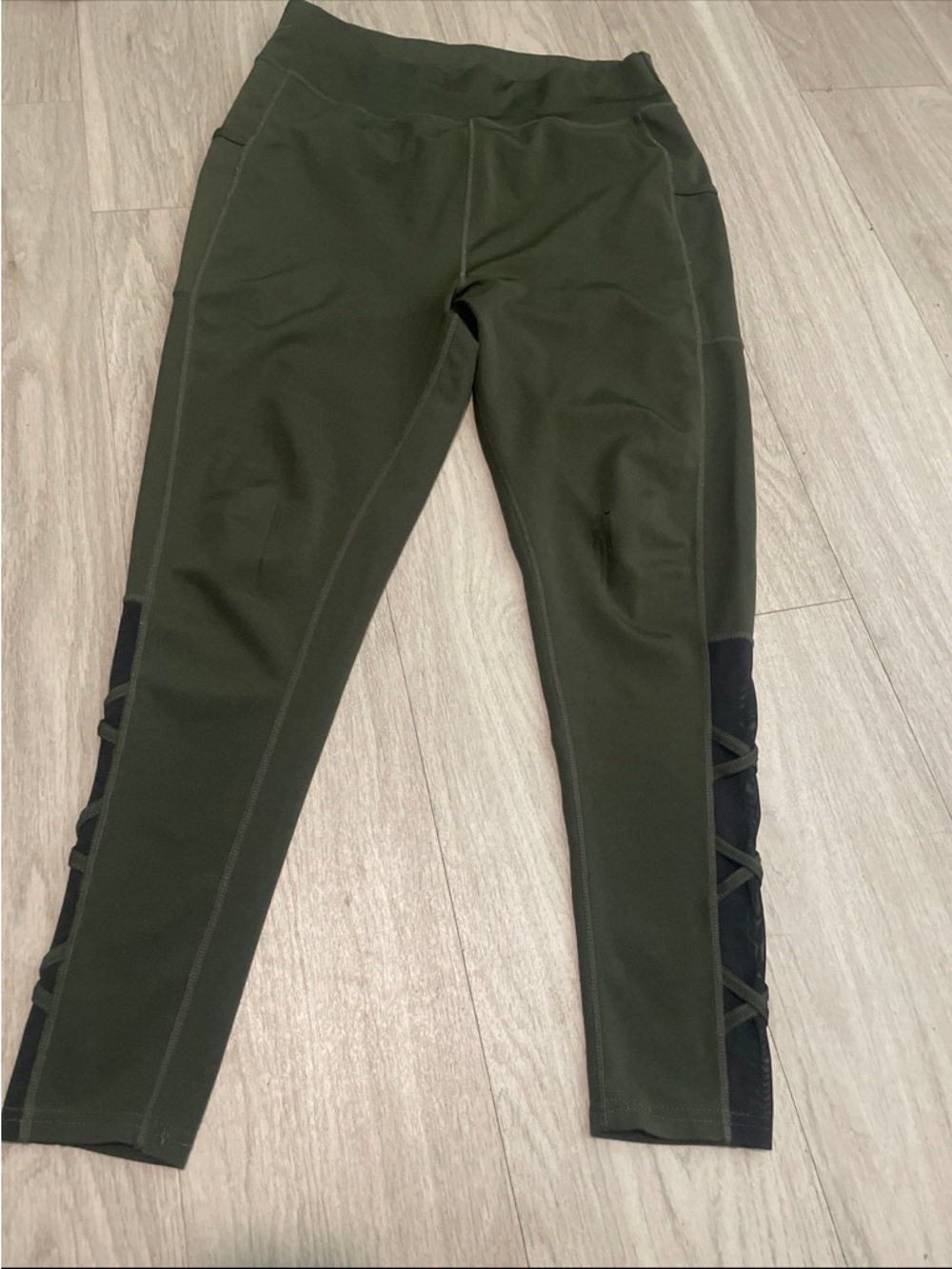 POP Fit Olive Active Leggings with Stitch Detail